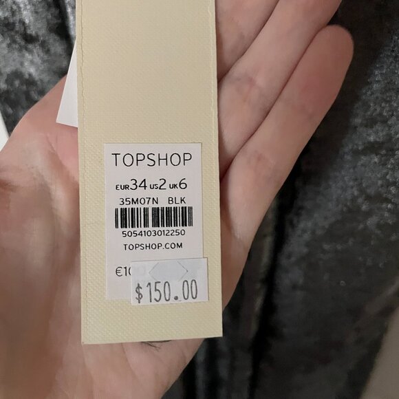 NWT TopShop Cold Shoulder Silver Metallic Foil Maxi Dress Size 2 - Picture 8 of 8